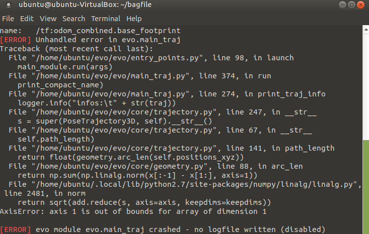 rosbag TF error · Issue #412 · MichaelGrupp/evo · GitHub