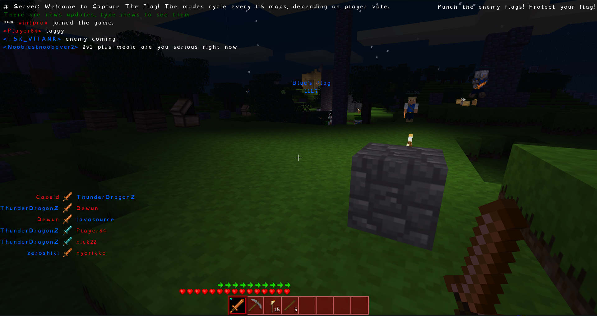 Minetest chat and GUI for CTF with OpenDyslexic font