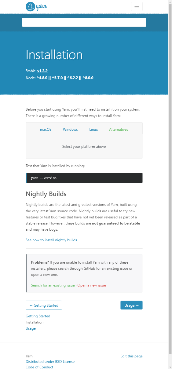 Can't download release through docs/install · Issue 705 · yarnpkg