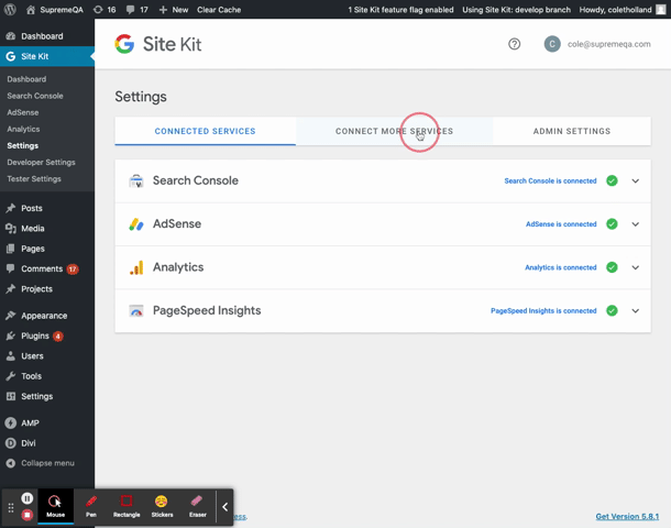 Site Kit by Google Settings ‹ SupremeQA — WordPress (1)