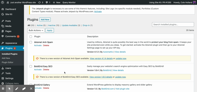 Site Kit by Google Dashboard ‹ Just another WordPress site — WordPress