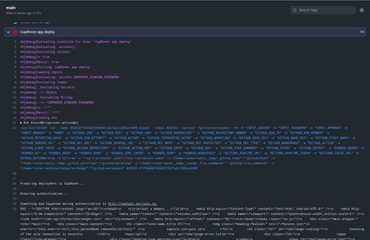 [Deployment Issue] Deploy with Github Action show Error authentication ...