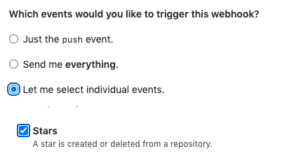 webhook event selection