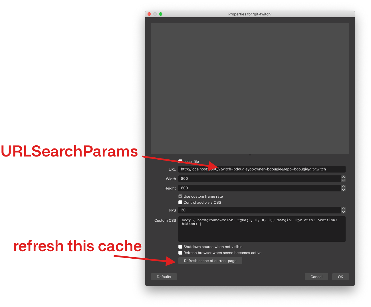 example of browser source with params