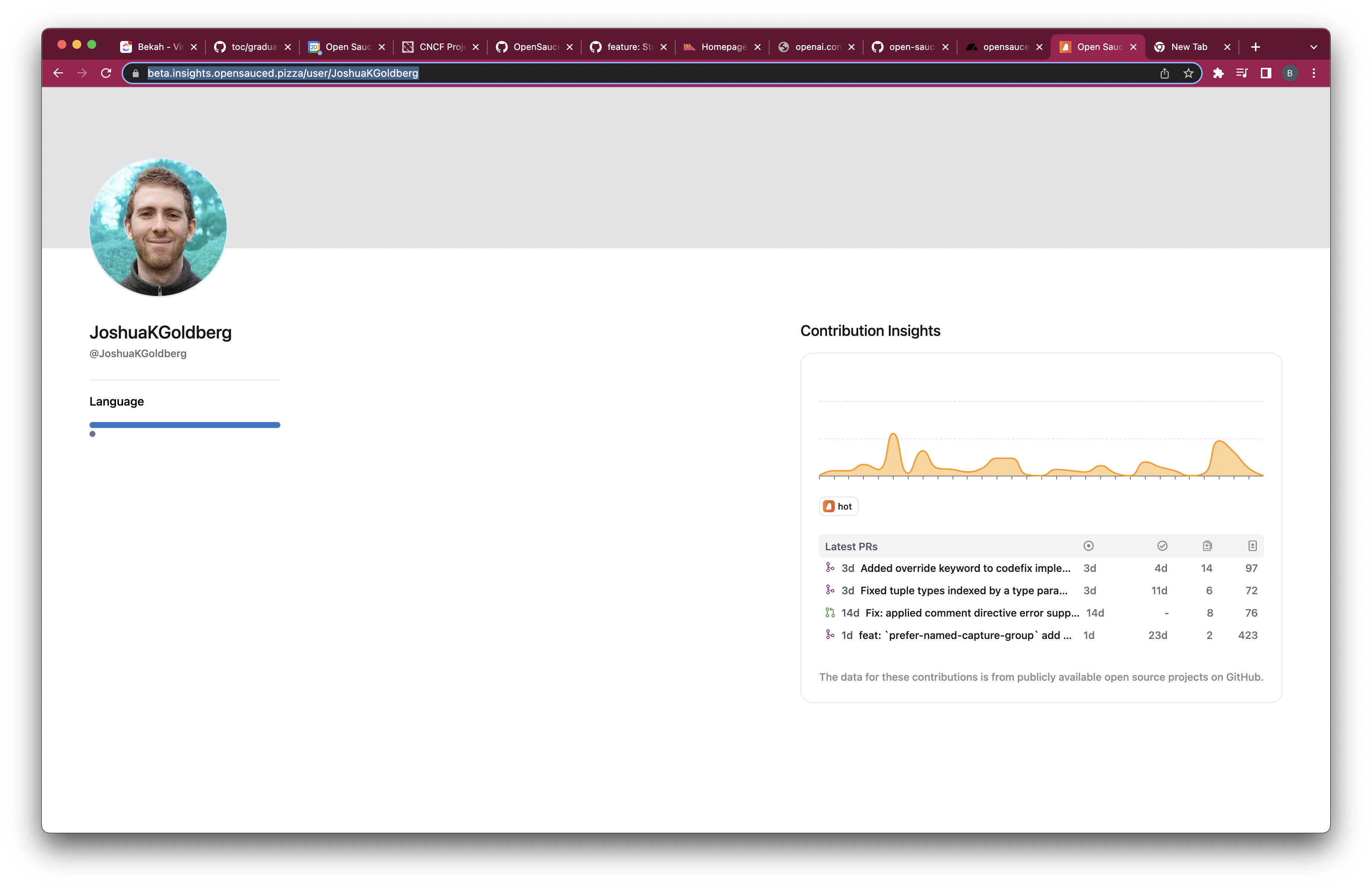 Feature: Generic OpenSauced profile needs to match design · Issue #692 ...