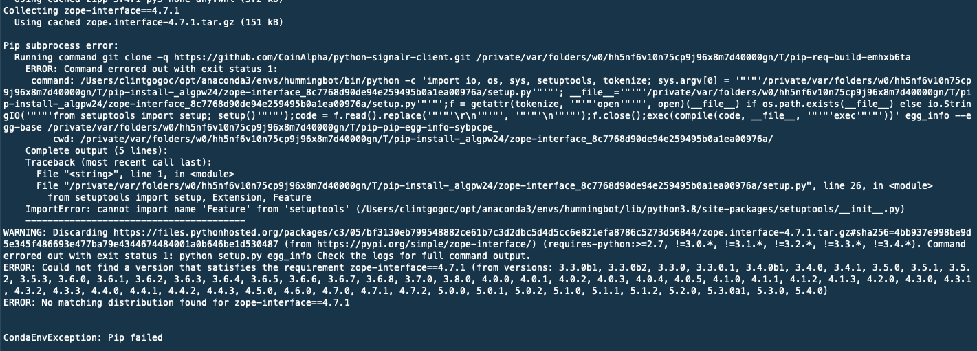 Installation: Pip subprocess error when installing from source on Mac ...