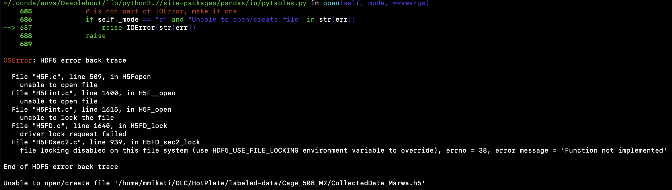 Creating Training Dataset on cluster file unable to open/create file · Issue 620 · DeepLabCut