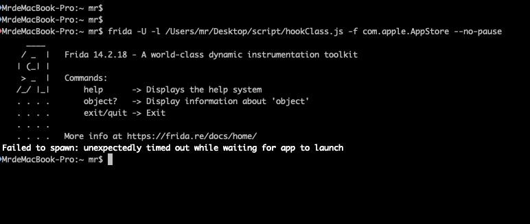 Failed to spawn: unexpectedly timed out while waiting for app to launch ...