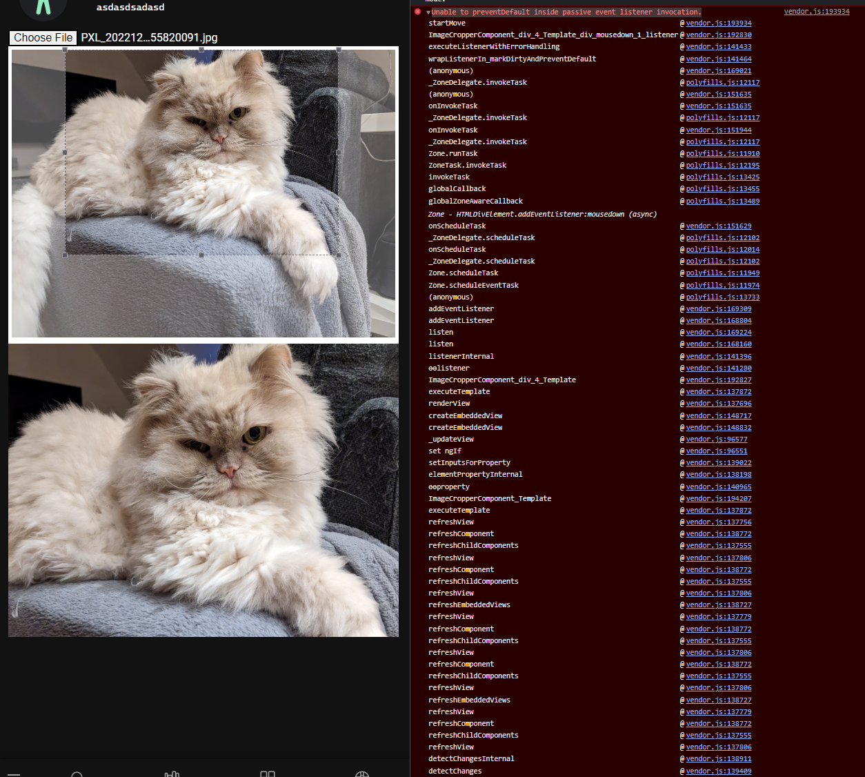 Unable to preventdefault inside passive event listener invocation