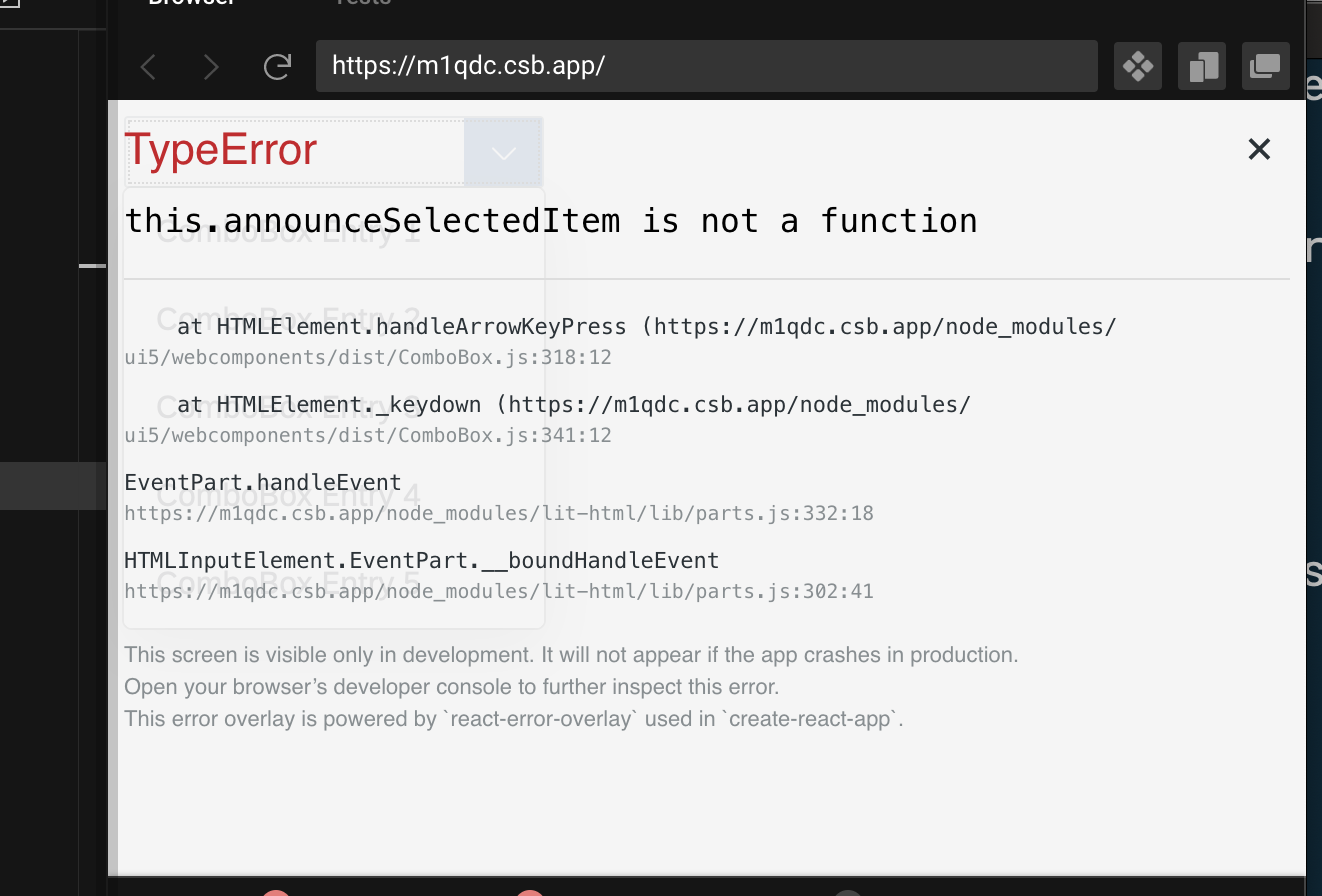 Combobox cannot be accessed with keyboard and when using narrow key