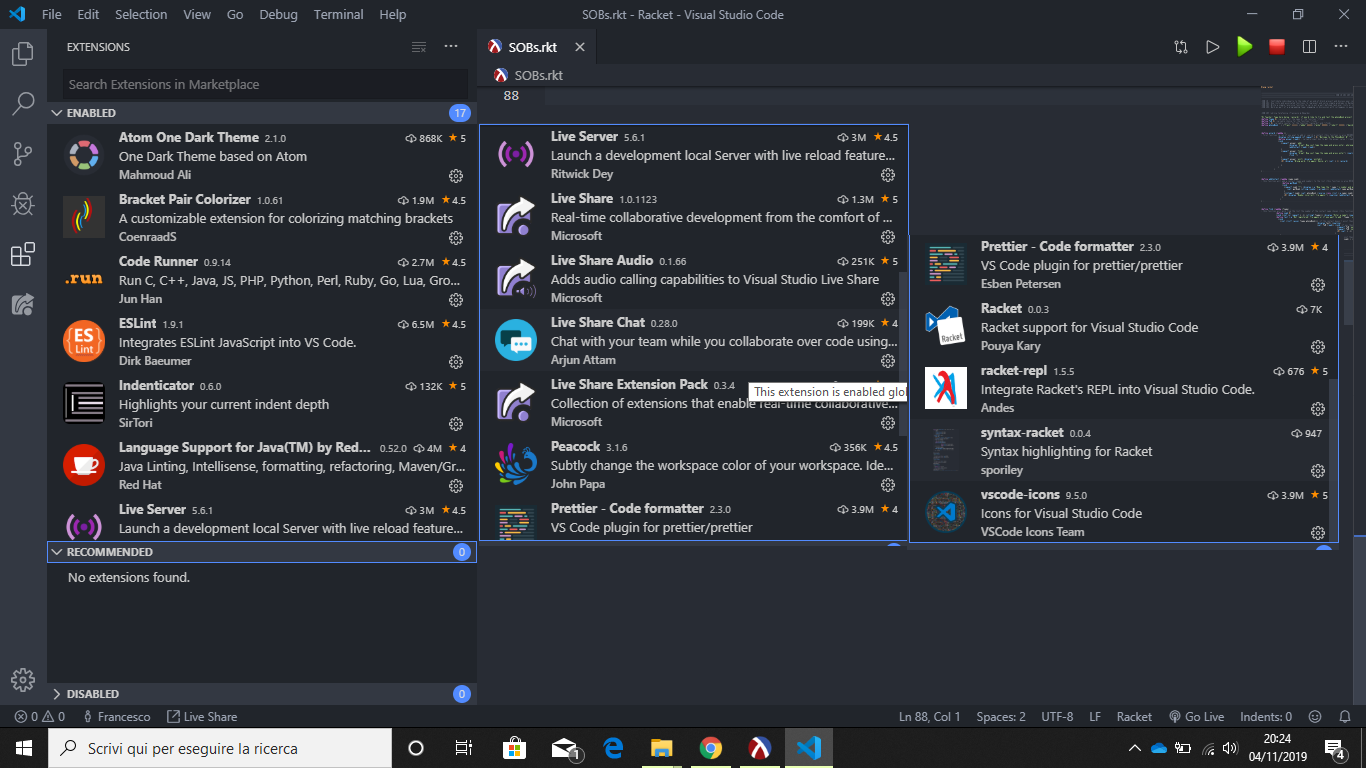 issue · Issue 11 · AndesVL/vscoderacketrepl · GitHub