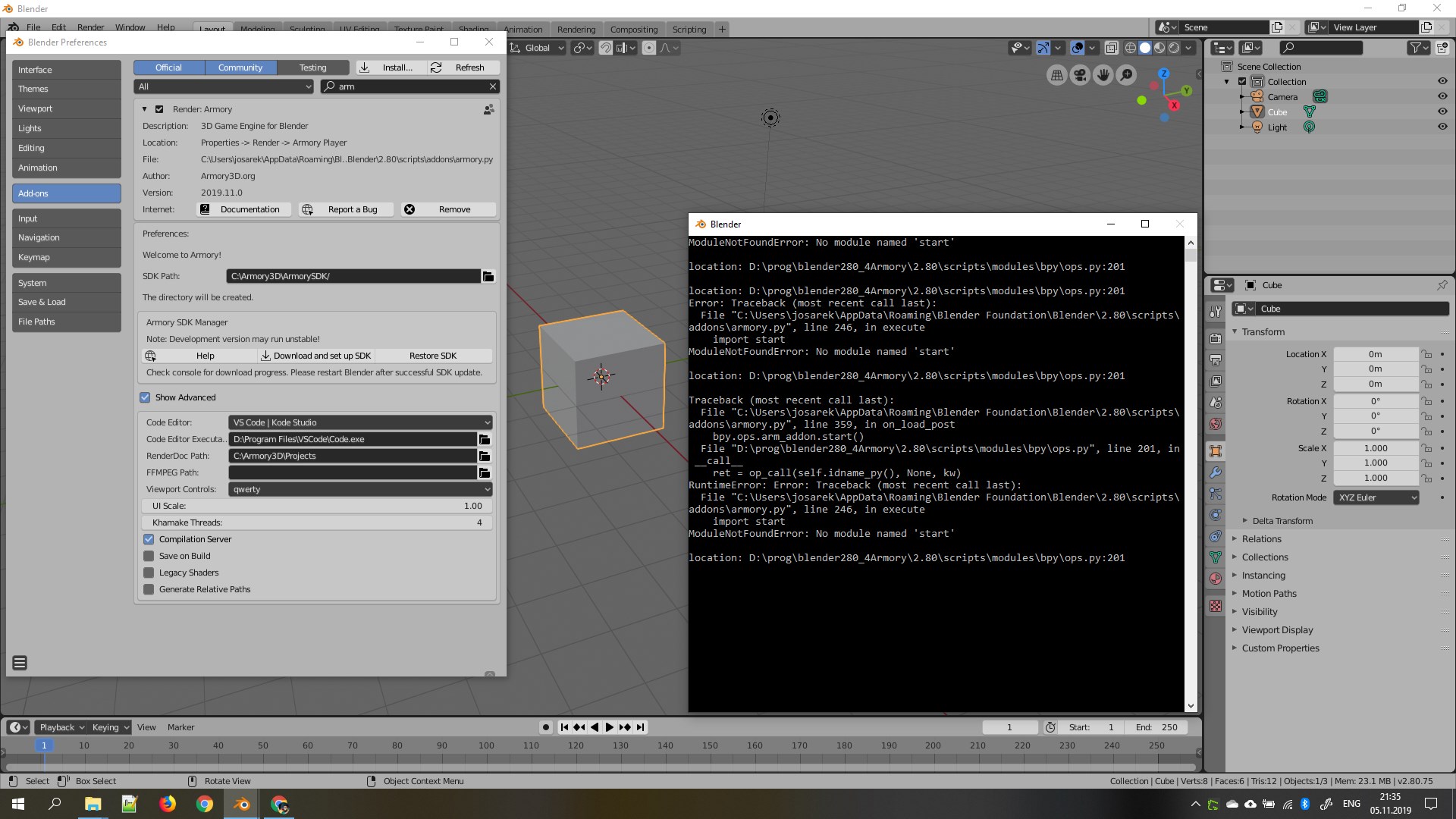 unable to install ArmorySDK-2019-11 on Windows - ModuleNotFoundError ...