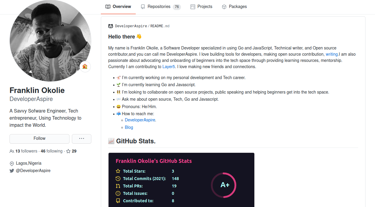 GitHub profile of {{ name }}