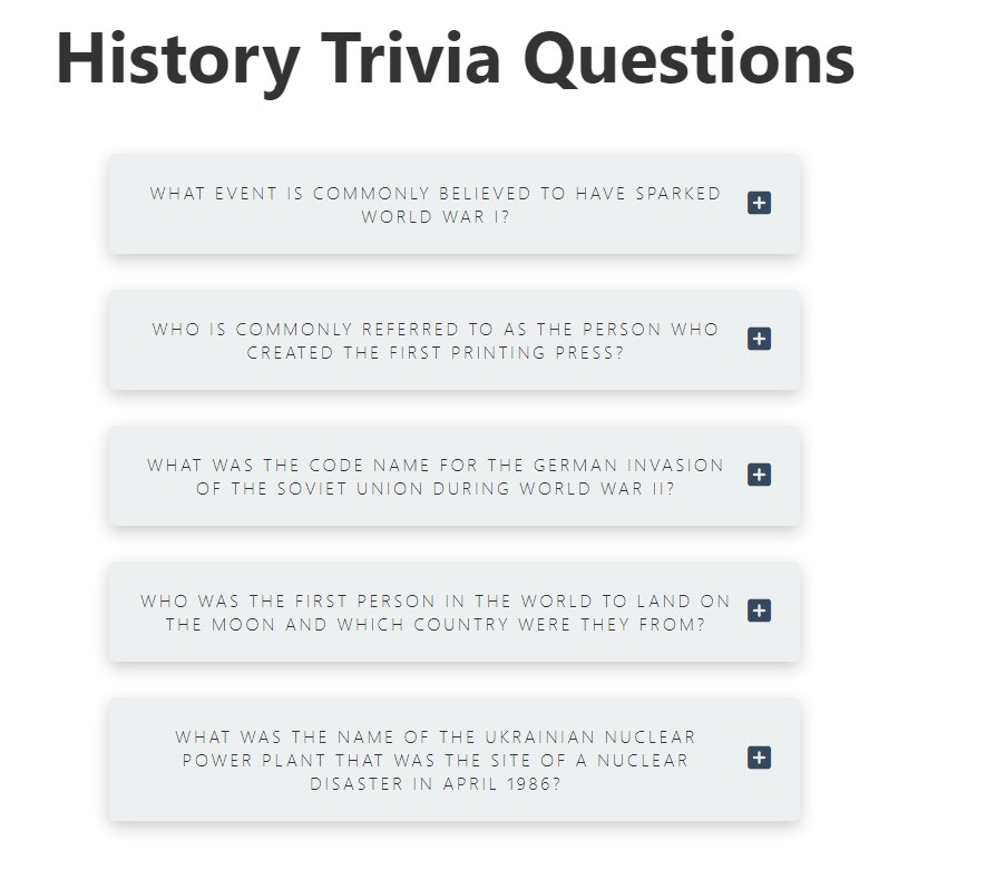 GitHub LuisSalas94/Project3HistoryTriviaQuestions History Trivia Questions