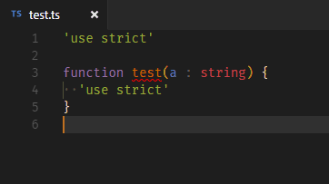formatting TS code with use strict directives results in different (and ...