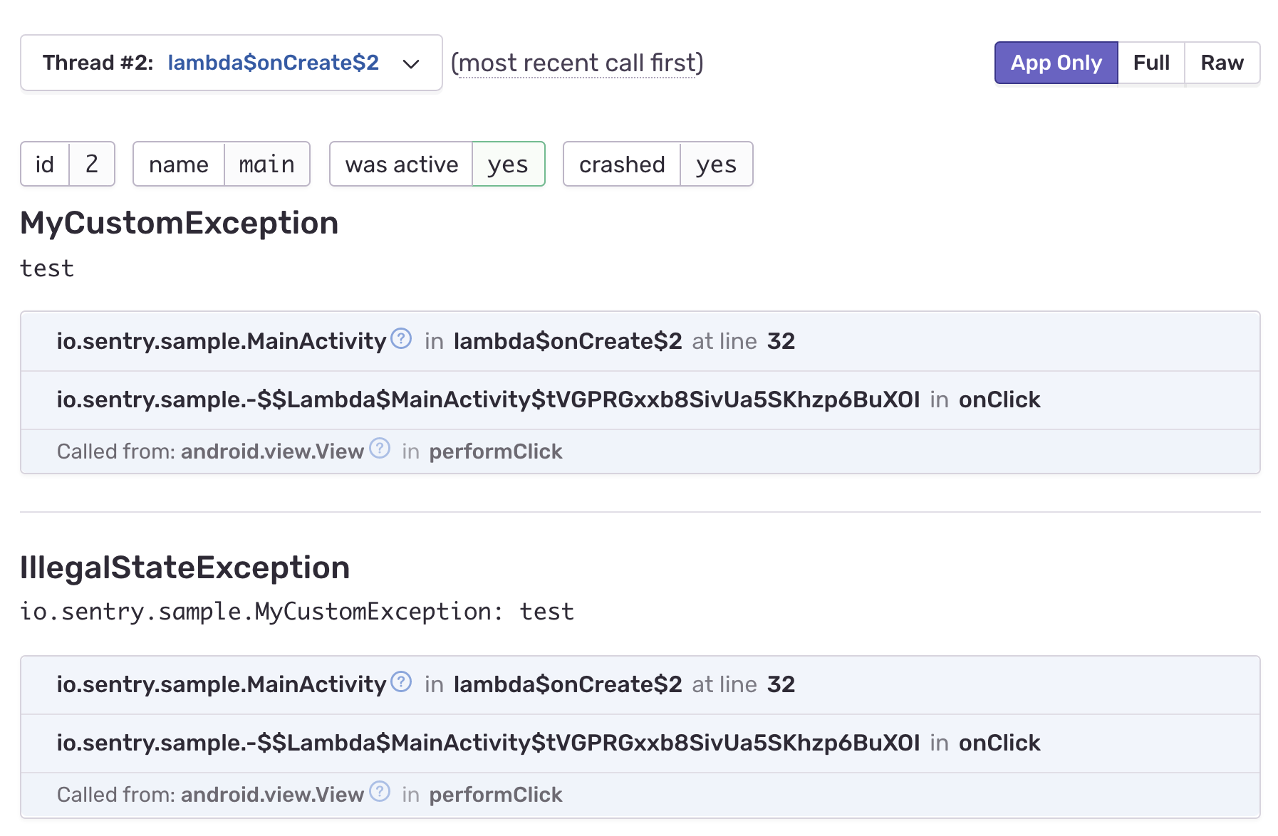 Exception cause is reported instead of actual exception since SDK 2.0.0 ...