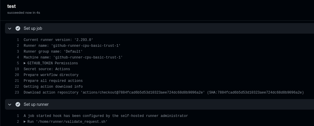 [self-hosted] make pre-job script execute before downloading actions ...