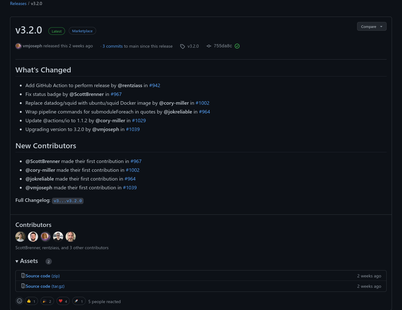 Link to full changelog in release notes is incorrect issue 1060