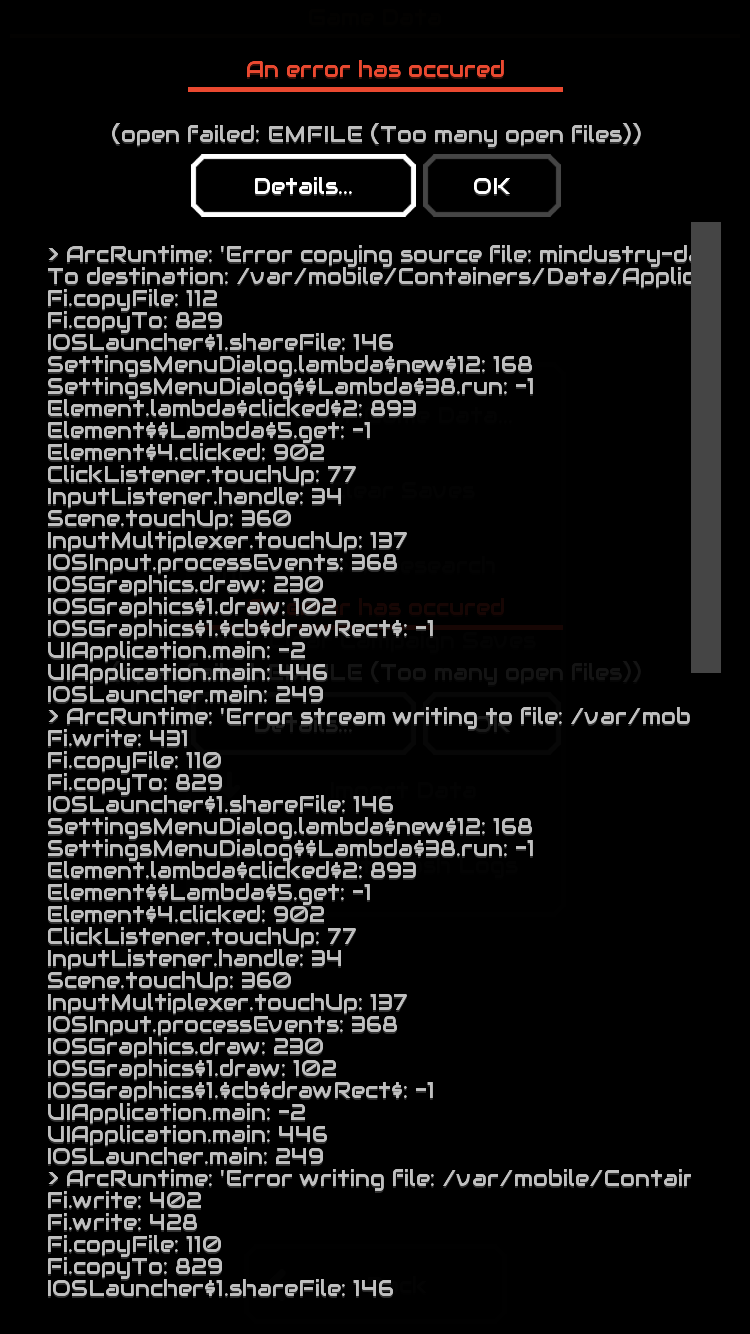 EMFILE issue on iOS · Issue #4733 · Anuken/Mindustry · GitHub