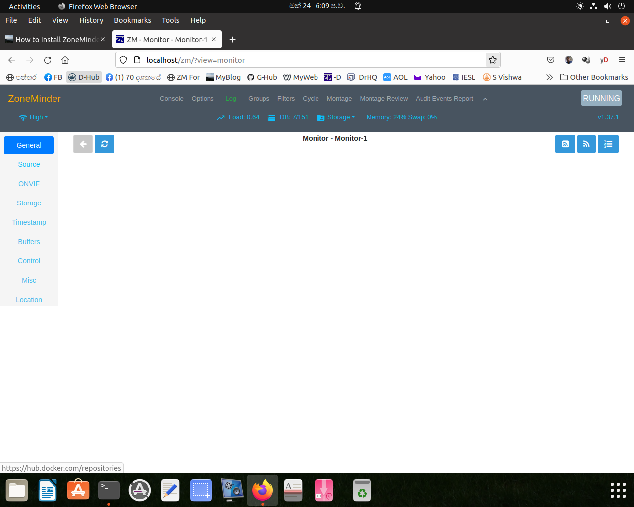 Zoneminder master 1.37.1~20211016164753-impish - can't add monitors ...