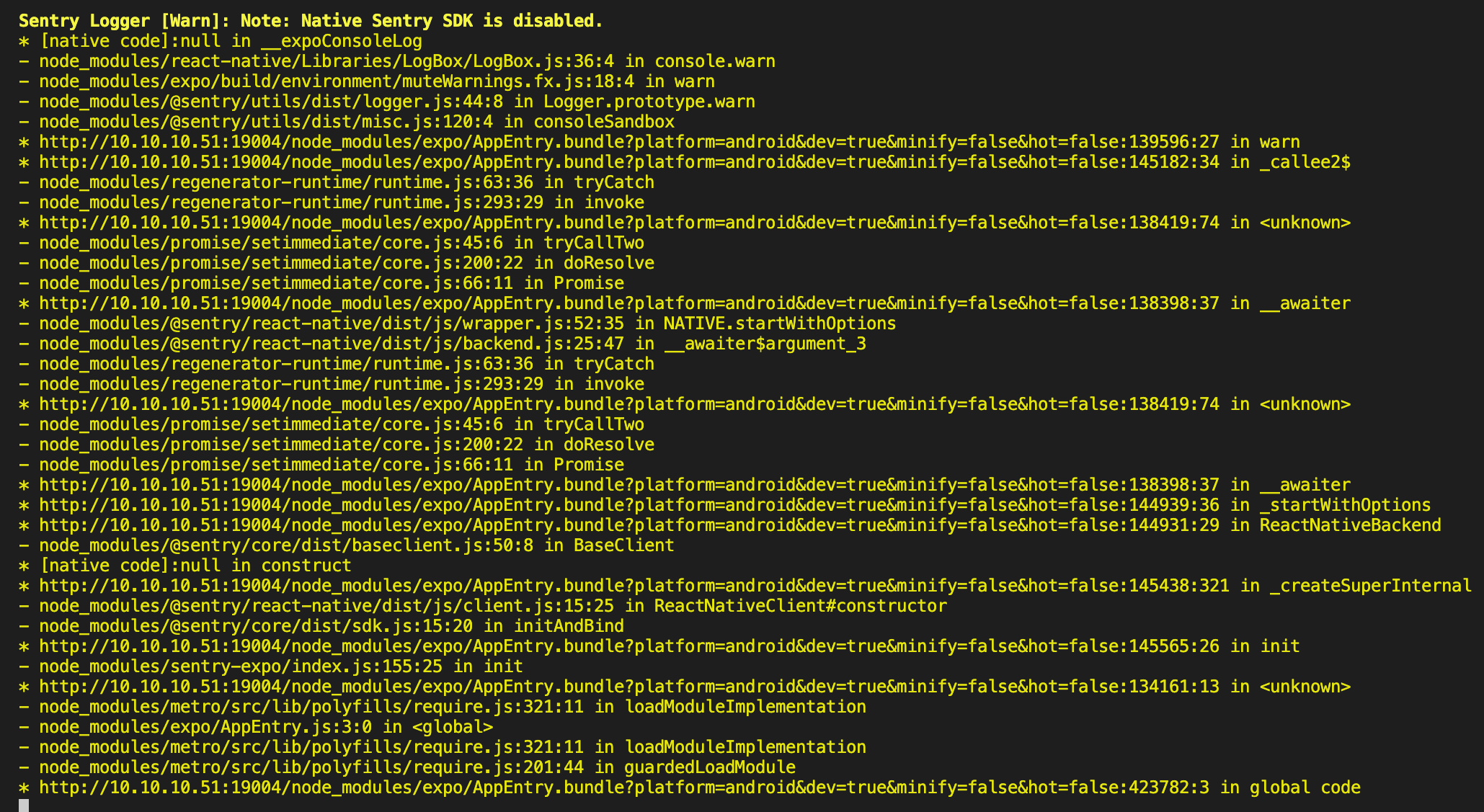 Sentry Logger [Warn] Note Native Sentry SDK is disabled · Issue 146