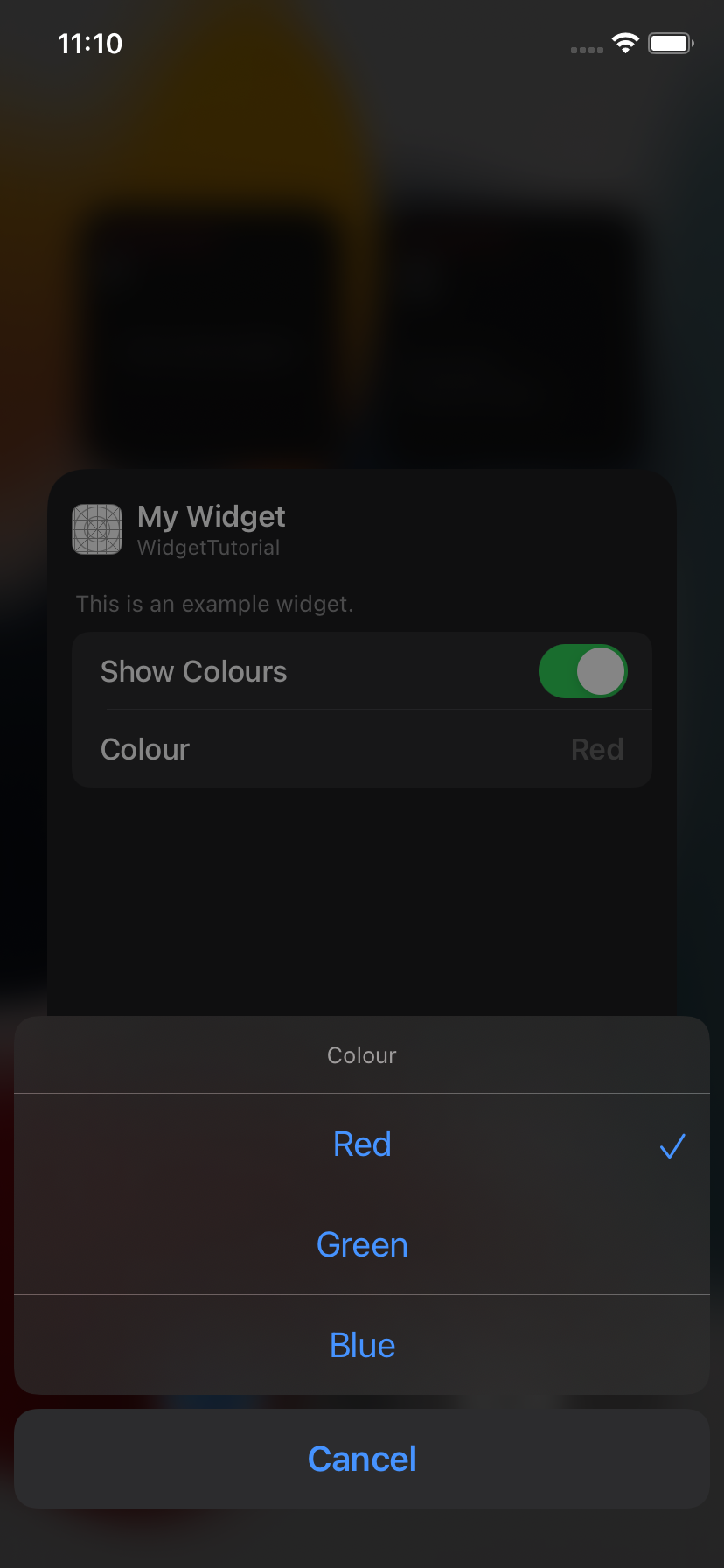 Editing the widget's configuration