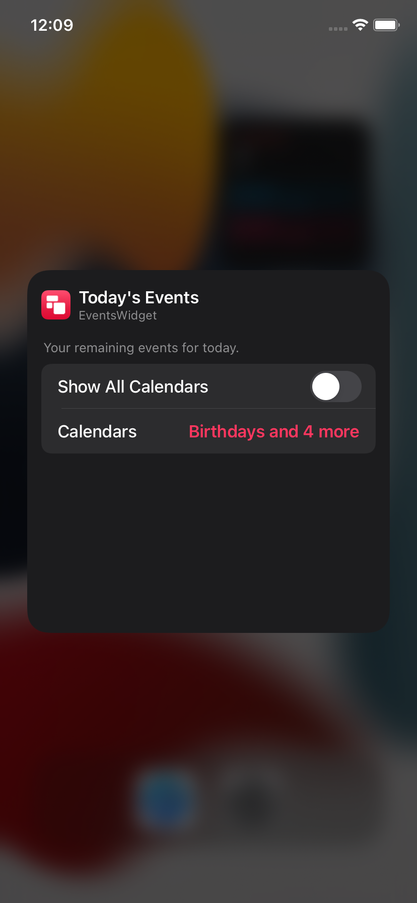 Widget configuration