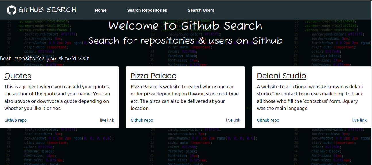 GitHub - JoyChristine/Git: A Git Search user & repo engine