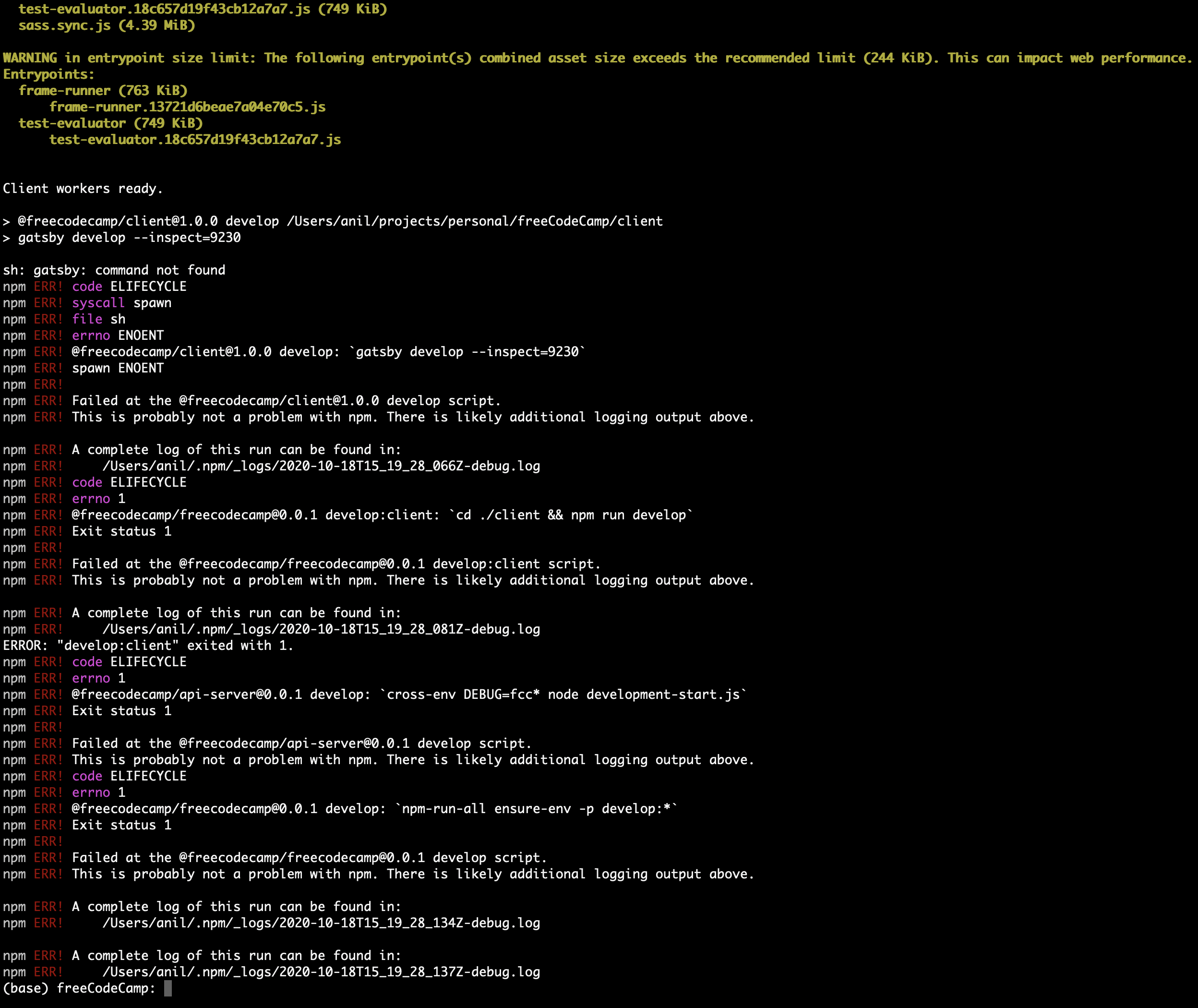 `gatsby command not found` on MacOs with latest version of master branch · Issue 40014