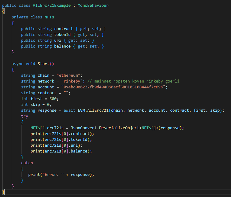 NFTs not showing.All ERC 721 · Issue #155 · ChainSafe/web3.unity · GitHub