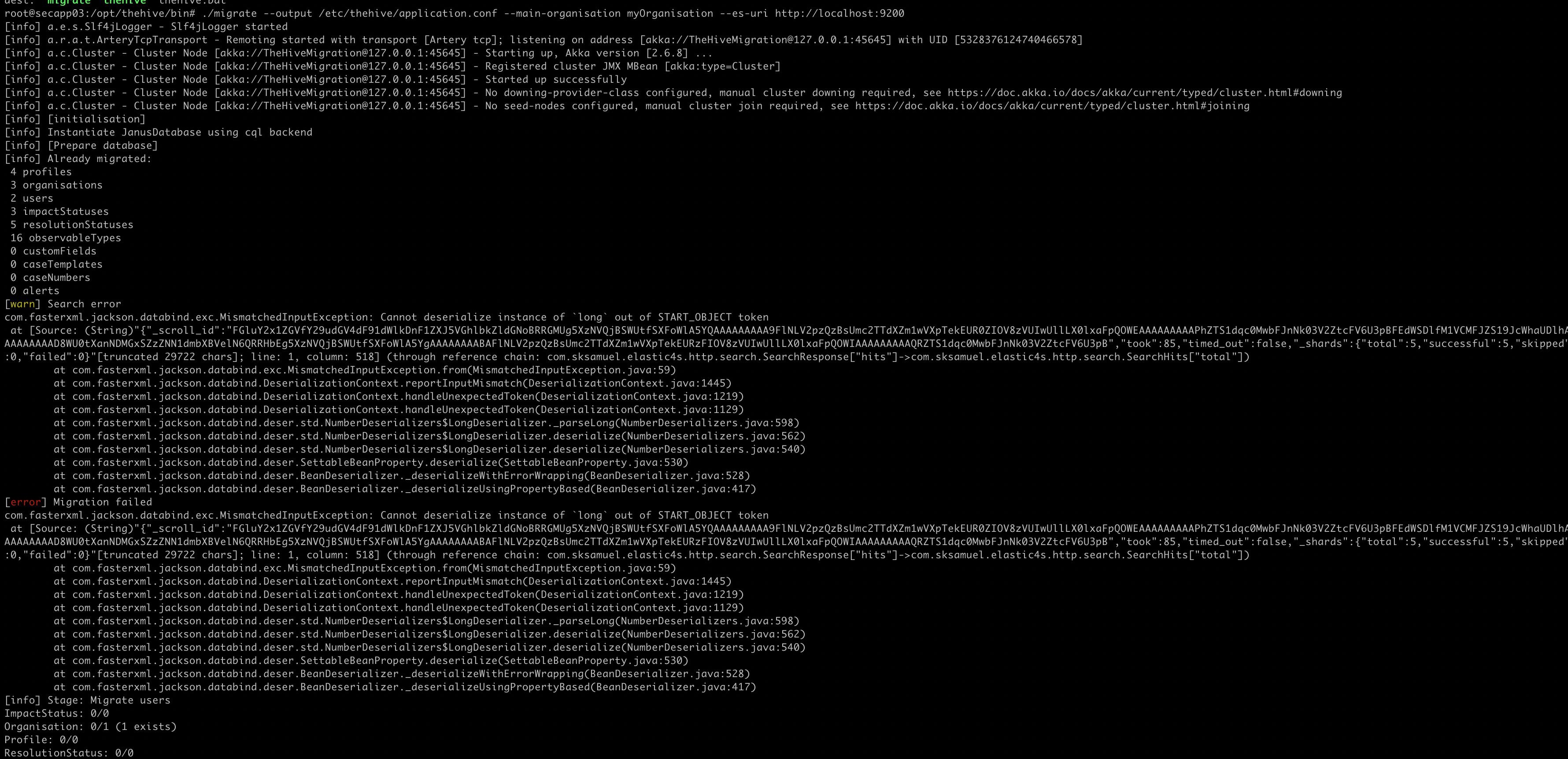 [Bug] Migrate issues · Issue #1686 · TheHive-Project/TheHive · GitHub