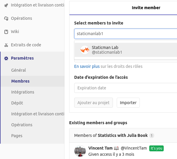 @staticmanlab1 invited to Framagit repo