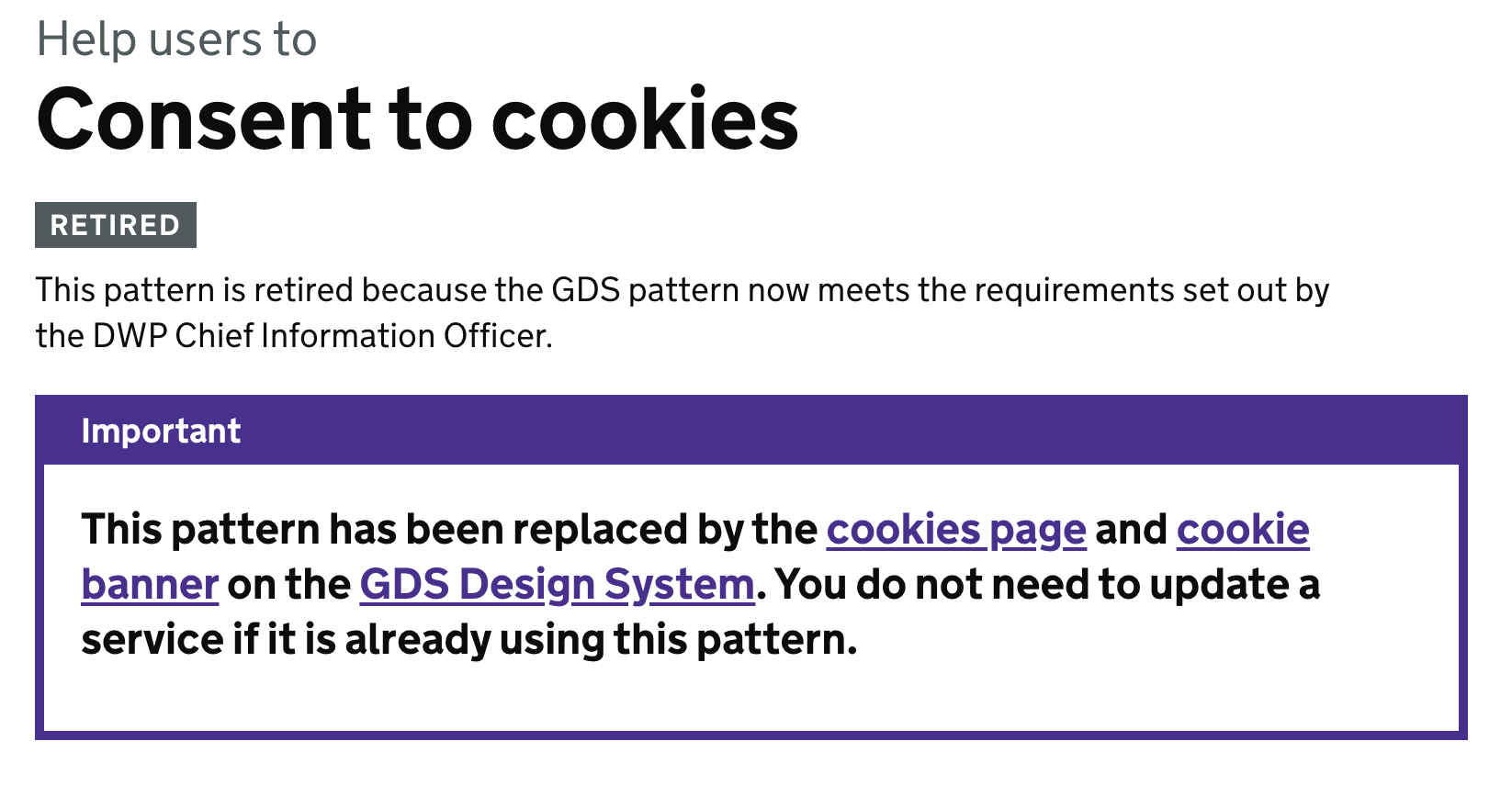 Retire Consent to Cookies · Issue #142 · dwp/design-system · GitHub