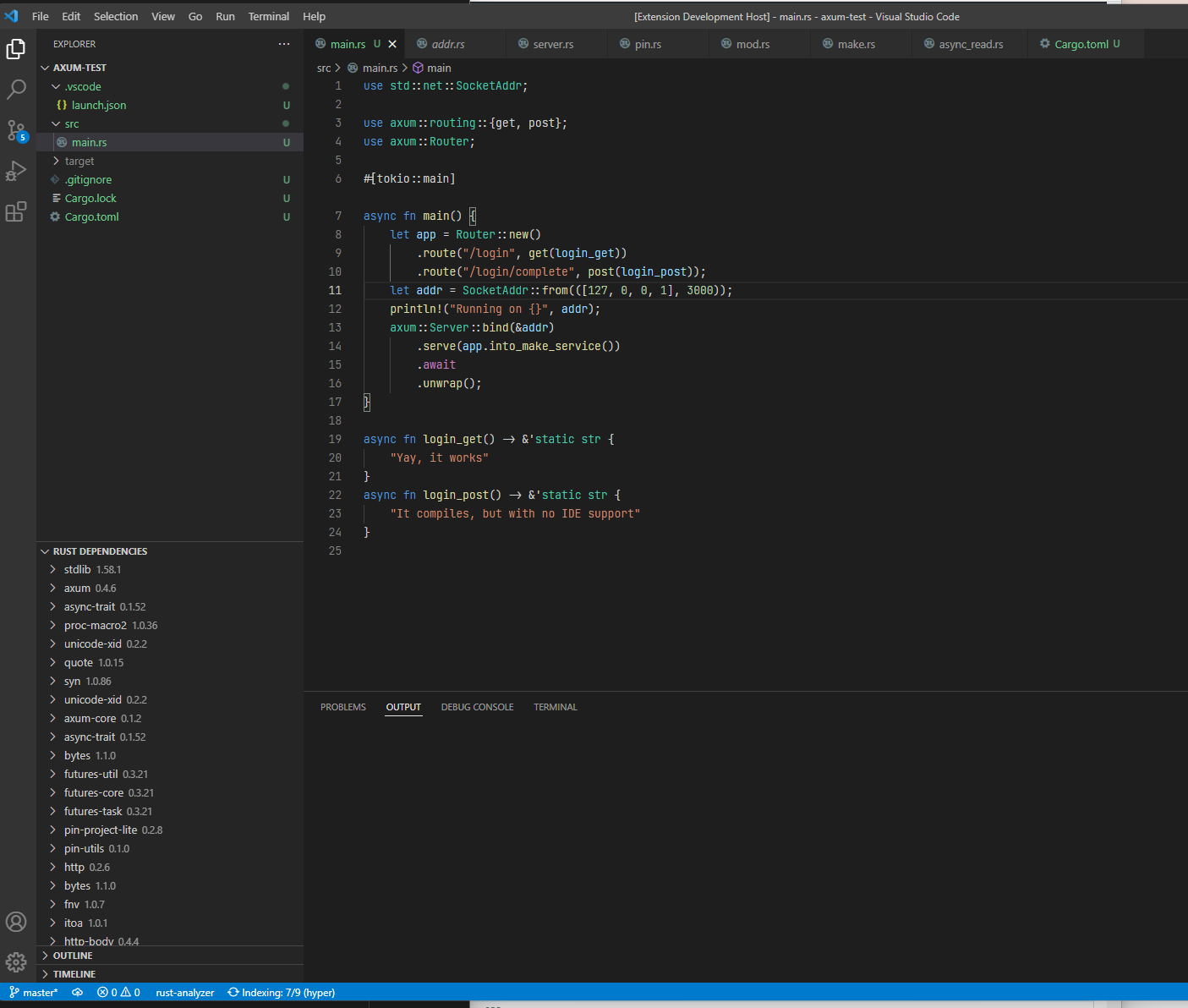 Screenshot showing a new VS Code panel with a tree of the project dependencies