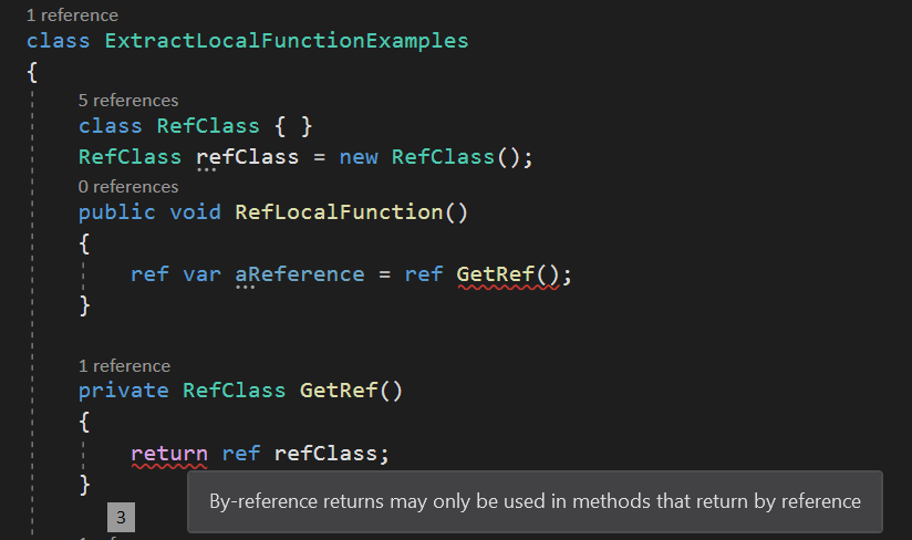 Convert local function to method does not respect ref return type ...