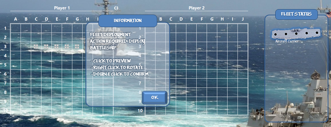 Fleet deployment; action required; deploy battlesihp; click to preview, ...