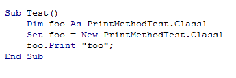 Print member showing with keyword highlighting in the VBE
