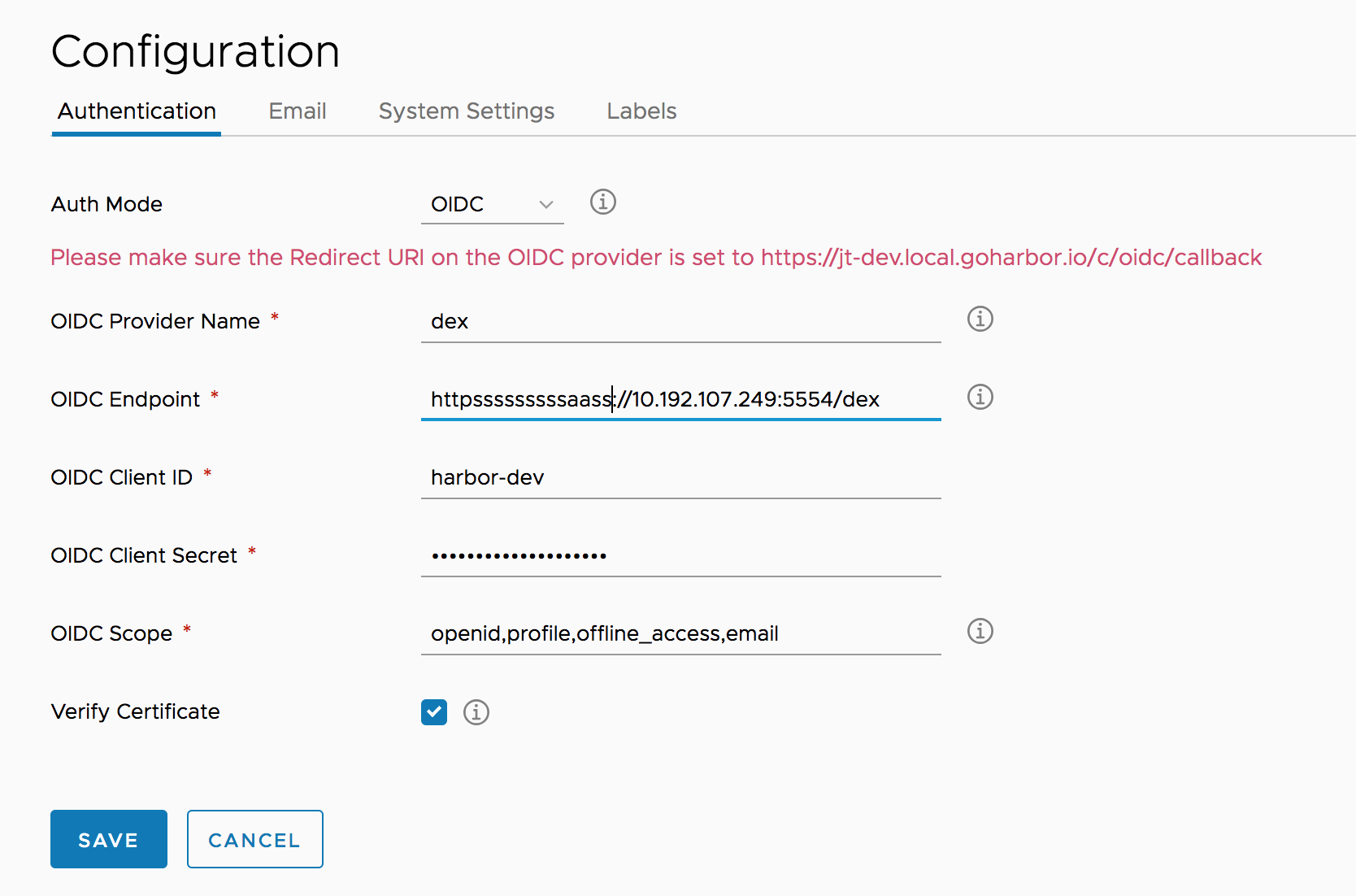 Wrong check pattern of OIDC endpoint · Issue #7677 · goharbor/harbor ...