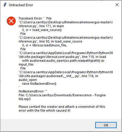 Traceback Error · Issue #18 · Anjok07/ultimatevocalremovergui · GitHub