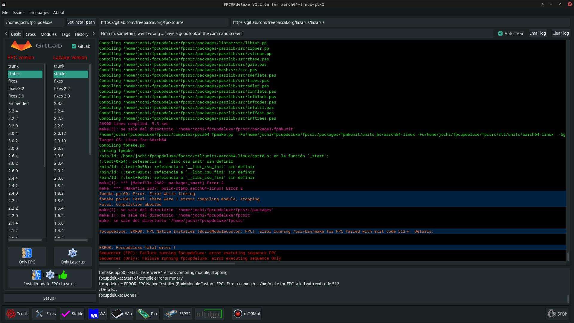 Error linking fpmake.pp when building fpc 3.2.2 - Manjaro Linux AARCH64 ...
