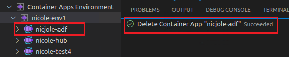The deleted container app still displays under the container apps ...