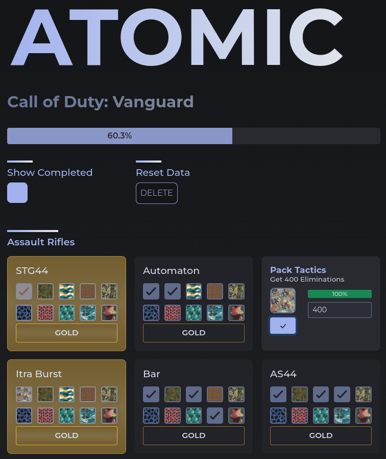 GitHub fredford/cod_camo_tracker An application for tracking levels and statistics around