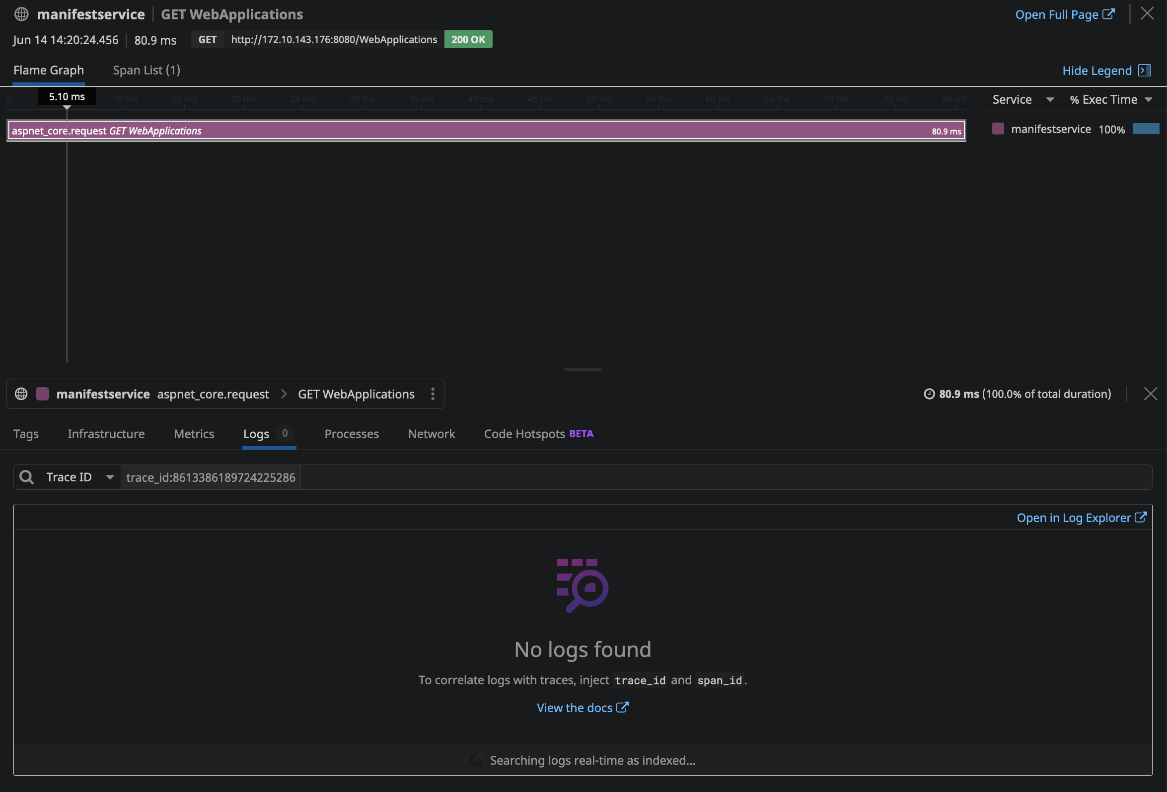 Logs and traces are no longer connected after upgrading to version 1.27 ...
