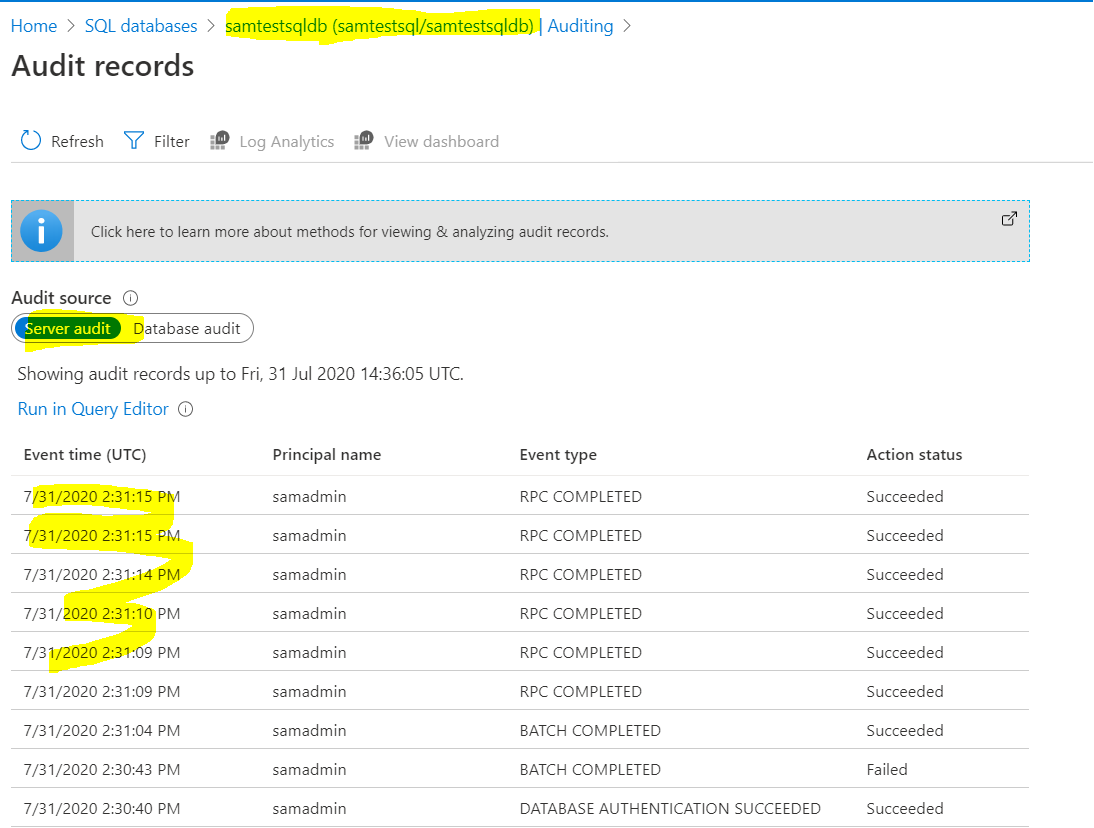 Able to write the audit logs on the storage account v1? but the doc