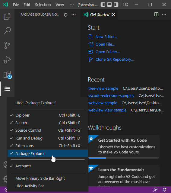 Add custom sidebar items to View menu · Issue #147719 · microsoft ...