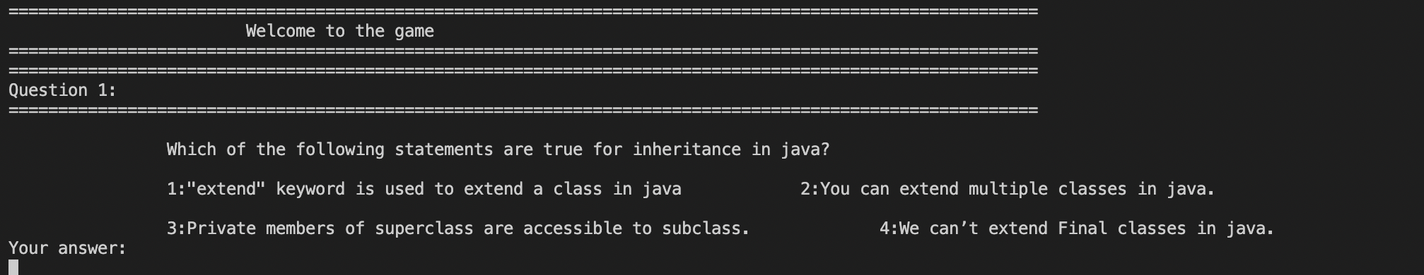 GitHub - skathuriya07/JavaQuizGame: A quiz game coded in Java