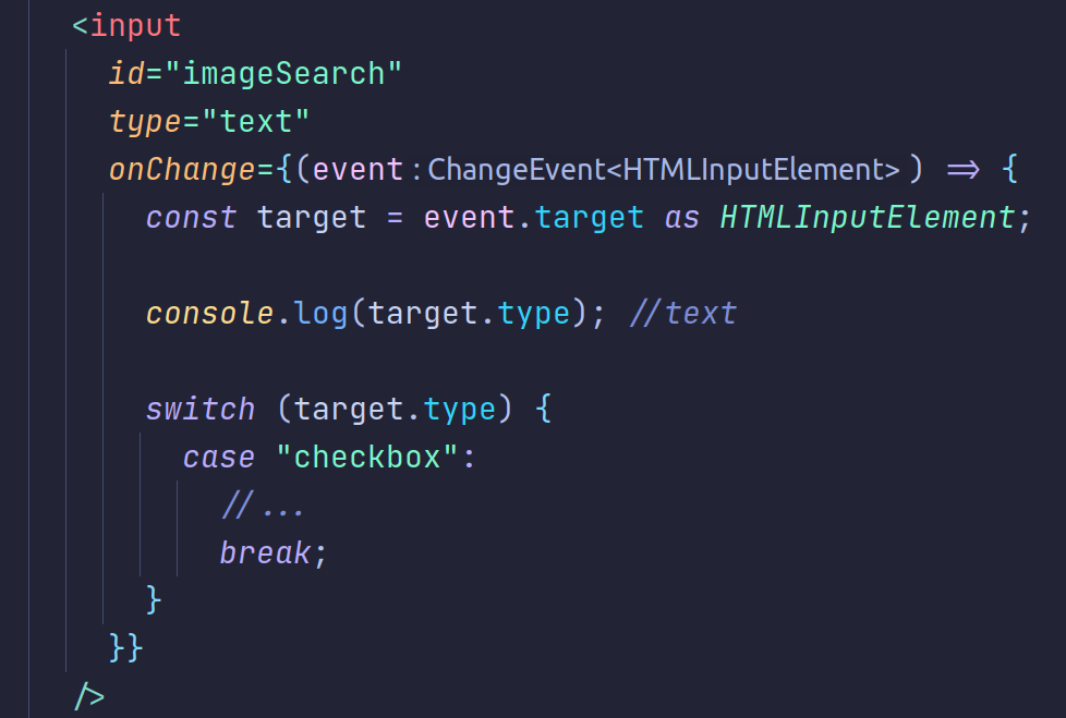 Property 'type' does not exist on type 'HTMLInputElement' · Issue