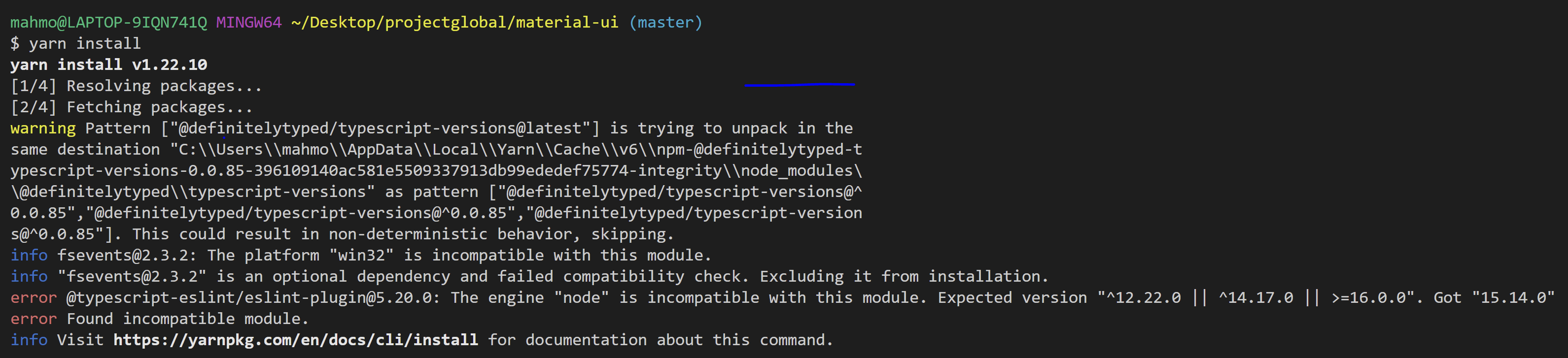 Error when installing the repo · Issue #32469 · mui/material-ui · GitHub