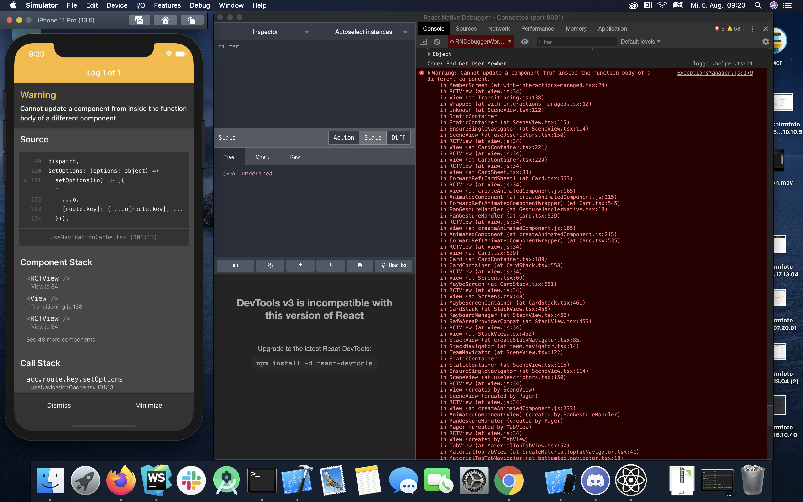 React Navigation 5 | Connot update a component from inside the function ...