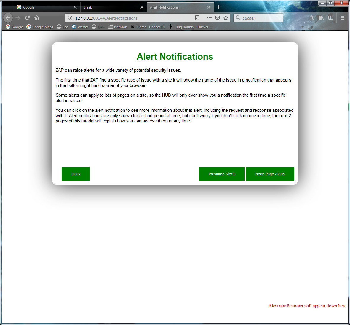 HUD is not displayed on the HUD tutorial page · Issue 523 · zaproxy